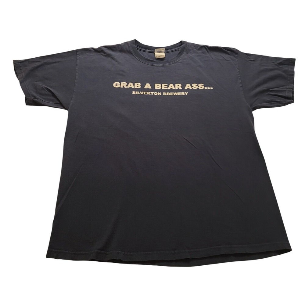 Gildan Silverton Brewery Grab A Bear Ass T-Shirt Mens XL Blue Cotton Graphic Tee